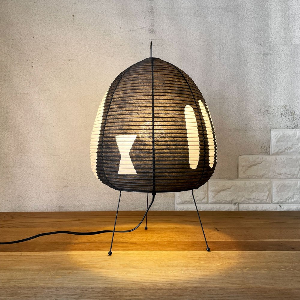 イサムノグチ Isamu Noguchi アカリ AKARI 1AB スタンドライト 和紙シェード ブラック Φ26cm 箱付 名作照明 定価￥27,500- ◎