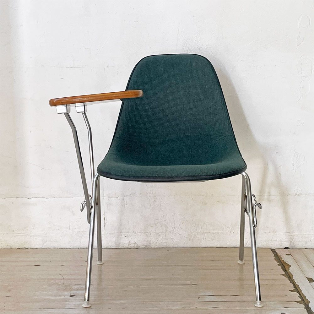 ハーマンミラー Herman Miller サイドシェルチェア セカンド 2nd ビンテージ アプホルスター スクールベース スタッキングベース 肘掛けテーブル付 イームズ ミッドセンチュリー E ★