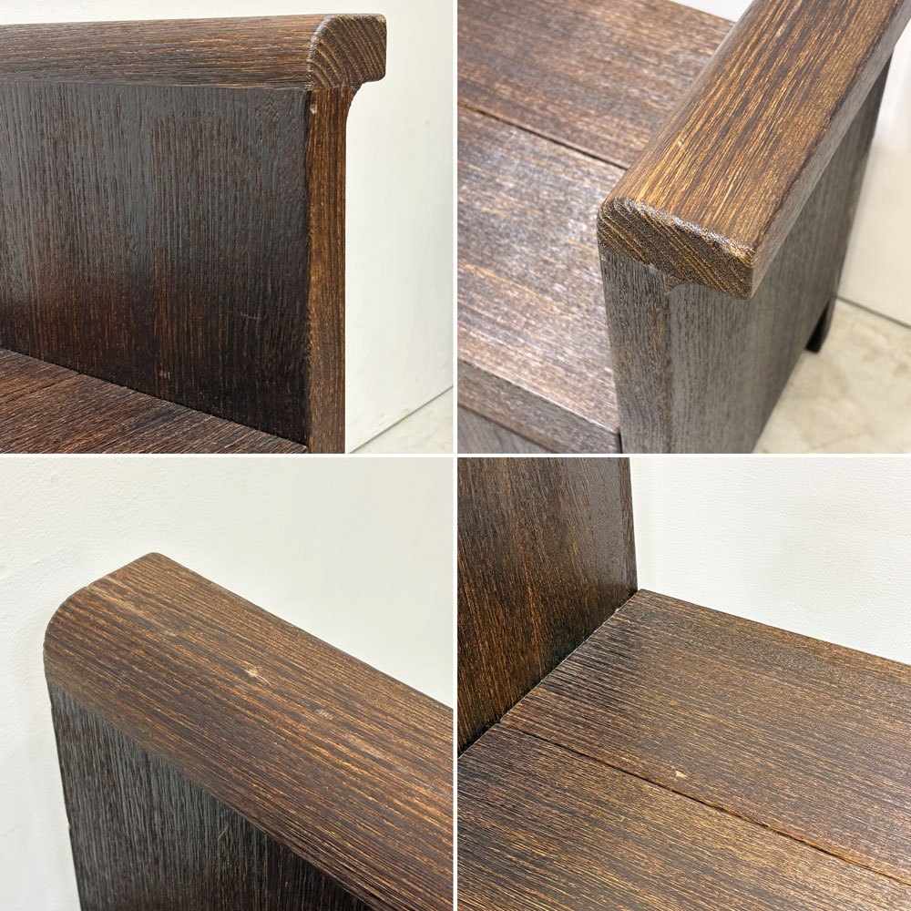 桐里工房 焼桐 ベンチ 桐無垢材 浮造り 大川家具 W176cm 店舗什器 クラフト プリミティブ ●