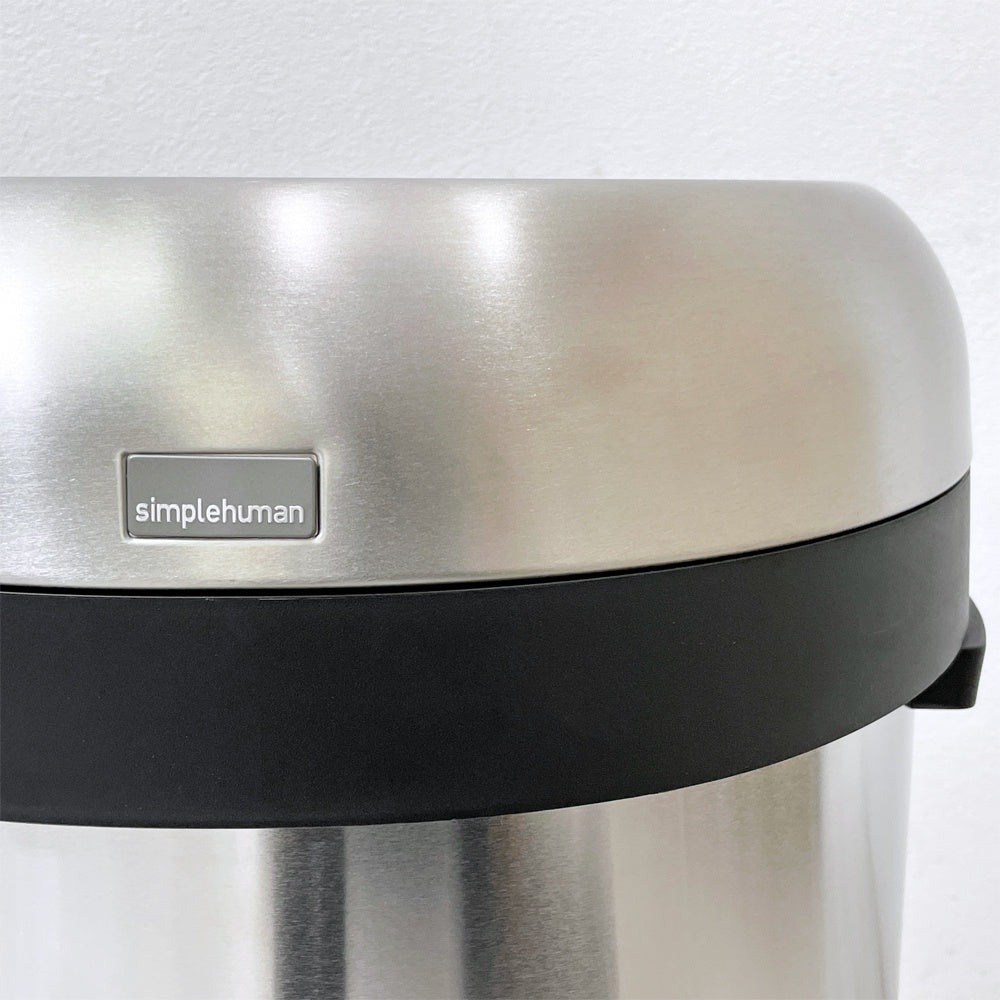 シンプルヒューマン simplehuman セミラウンドオープンカン 60L ゴミ箱 ダストボックス 半円型 ステンレス シンプルモダン 元箱付き ●