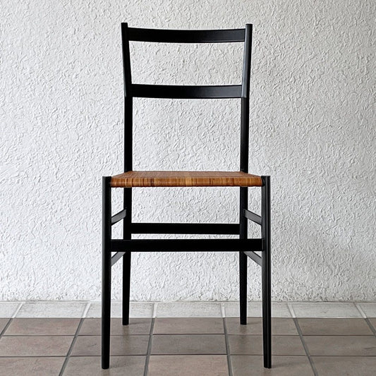 カッシーナ Cassina 699 スーパーレジェーラ SUPERLEGGERA ダイニングチェア アームレスチェア アッシュ材 ブラック 籐張り ジオ・ポンティ 定価473,000円 ◇