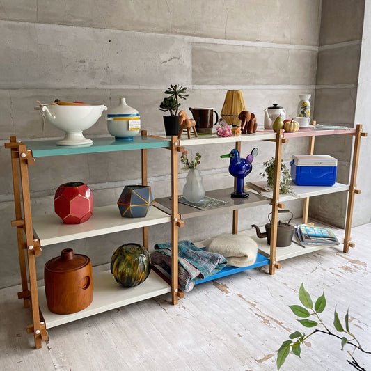 ヘイ HAY ウッデイ ロー Woody LOW シェルフ SHELVING 2.0 LOW マルチカラー オーク材×スチール オープンシェルフ 飾り棚 デンマーク 廃番 ♪