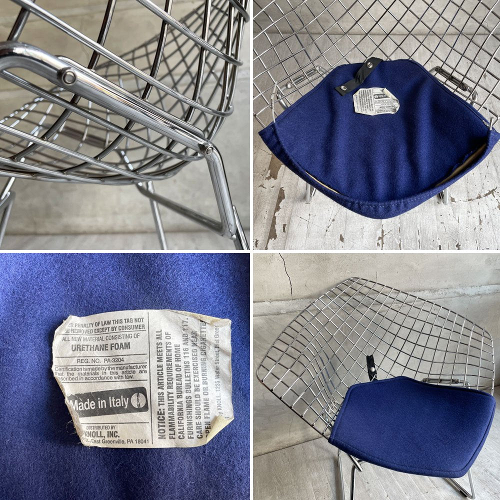 ノル Knoll チャイルズ ダイヤモンドチェア Child's Diamond Chair キッズチェア クロームフレーム シートパッド付 ハリー・ベルトイア Harry Bertoia 希少 ♪