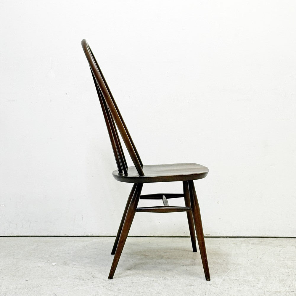 アーコール Ercol クエーカーチェア ダイニングチェア ハイバック オールドコロニアル ブラウン エルム材 × ビーチ材 UKビンテージ 英国家具 A ●