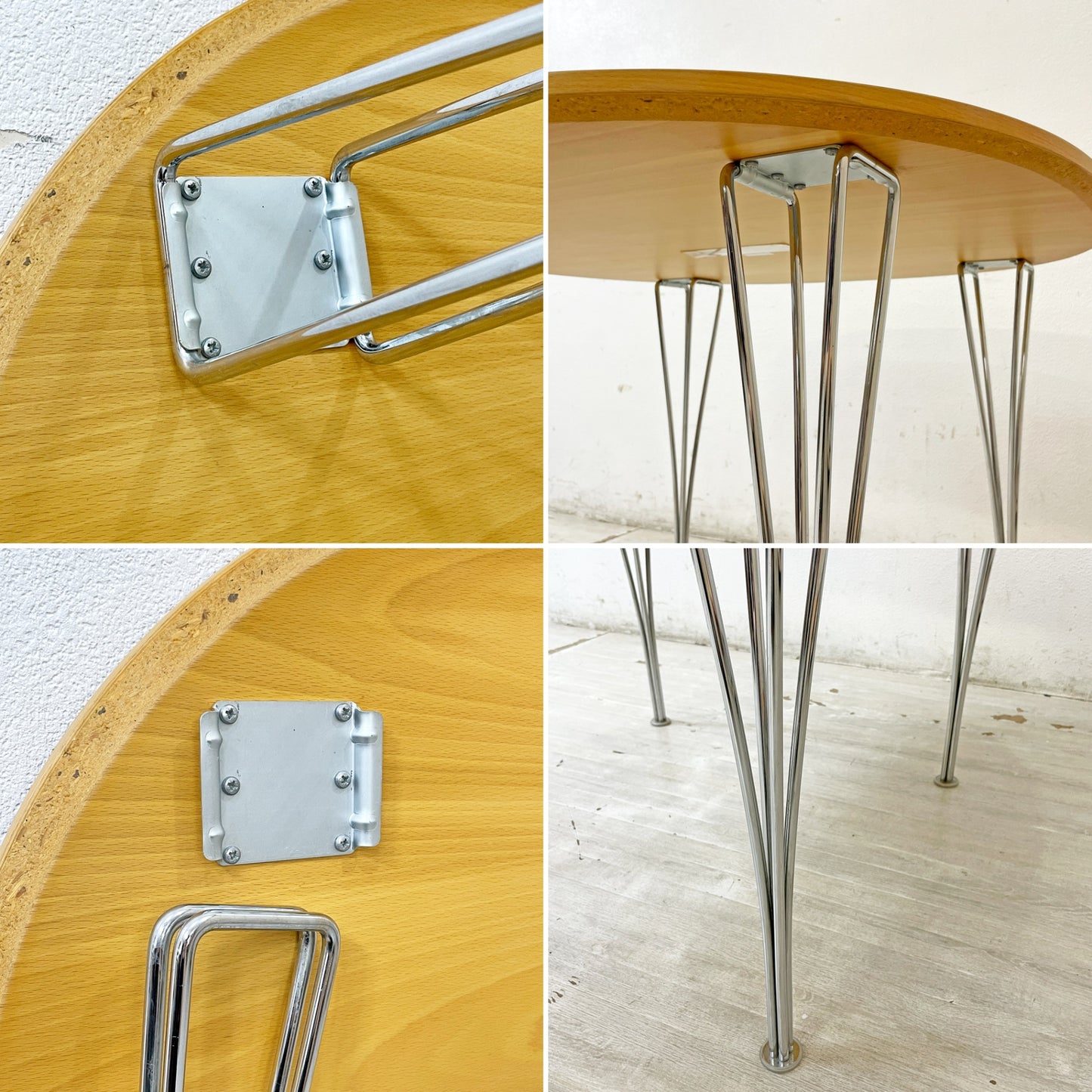 フリッツハンセン Fritz Hansen Bテーブル スーパー円テーブル ダイニングテーブル ビーチ材 ピート・ハイン ブルーノ・マットソン アルネ・ヤコブセン デンマーク 北欧家具 廃番希少 ●