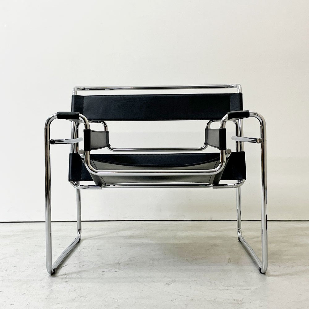 ワシリーチェア Wassily Chair ブラック 本革 マルセルブロイヤー バウハウス 名作家具 モダニズムデザイン リプロダクト品 ●