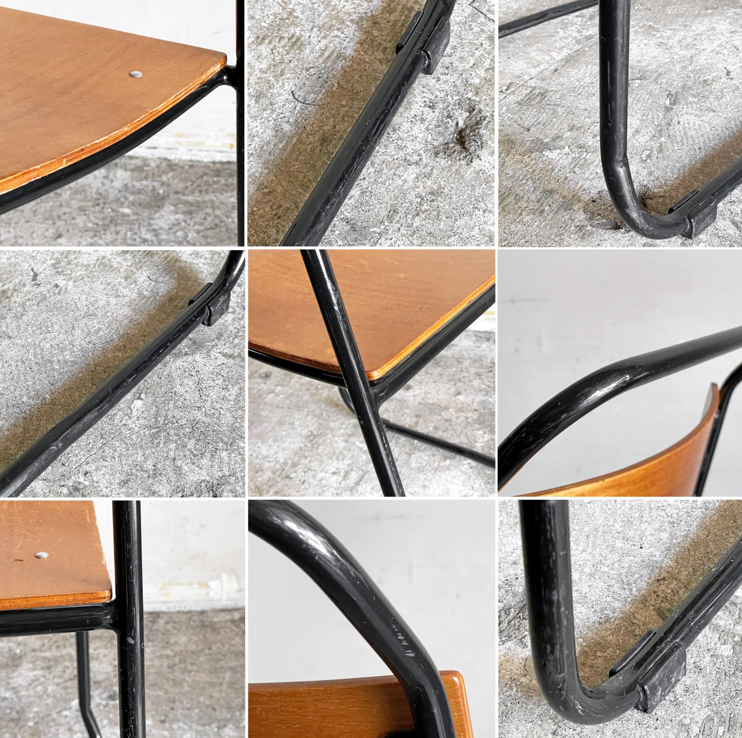 クラッシュゲート CRASH GATE ノットアンティークス Knot antiques ブルーノチェア RP6 BLUNO CHAIR スタッキングチェア プライウッド スチールレッグ ブラック 関家具 A ■