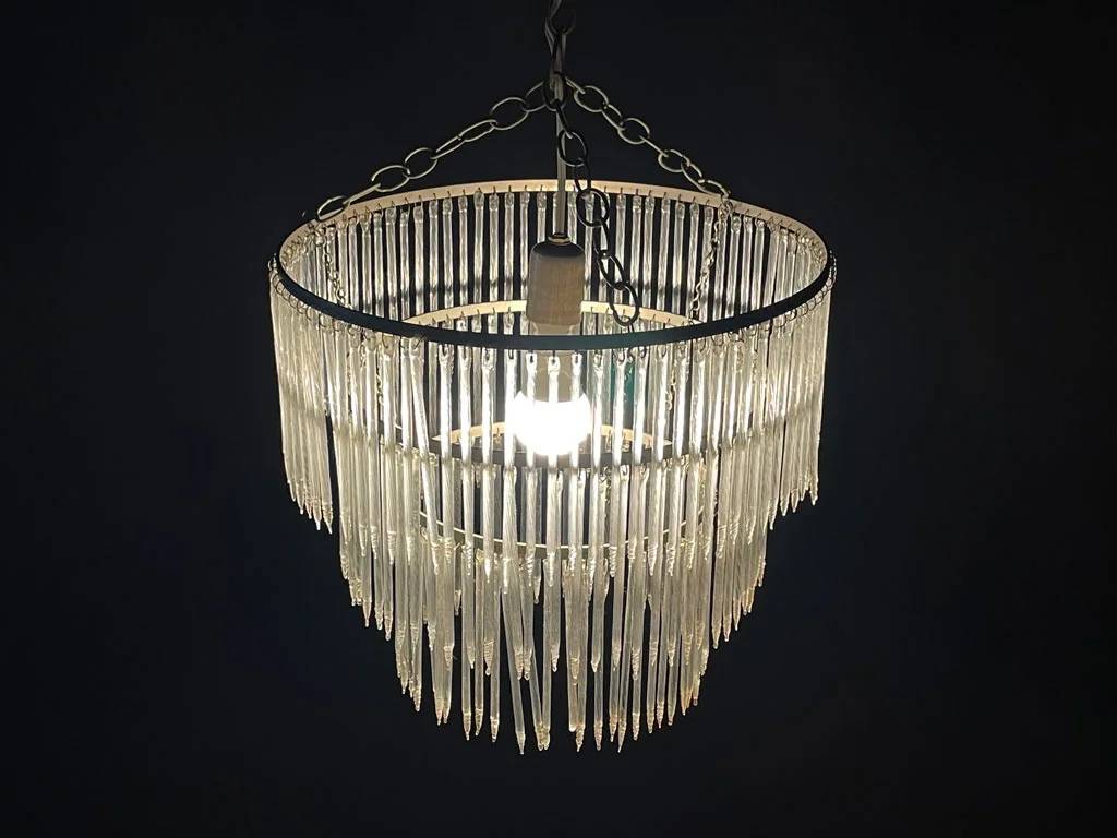 3ラウンドフレーム アイシクル シャンデリア 3Tiered Icicle Glass Chandelier ペンダントライト 〓