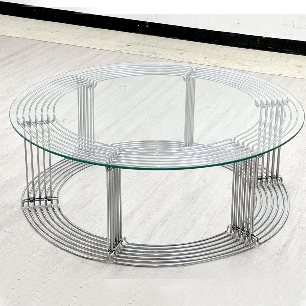 フリッツハンセン Fritz Hansen パントノヴァ Pantonova コーヒーテーブル coffee table 121U ガラス スチール ヴェルナーパントン Panton ビンテージ ●