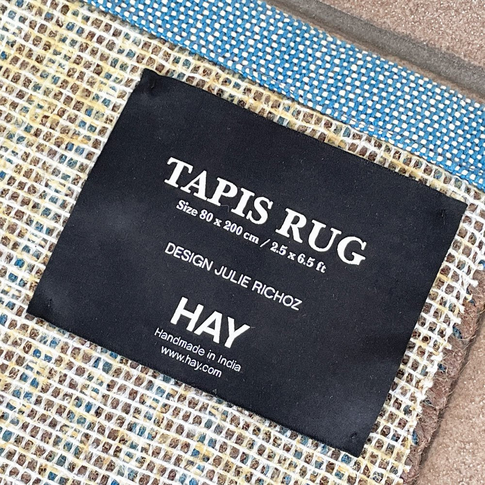 ヘイ HAY タピス TAPIS ラグ 80×200 コットン×ジュート ジュリ・リショズ ハンドメイド チェスナッツ＆ブルー 定価30,800円 良品 ◇