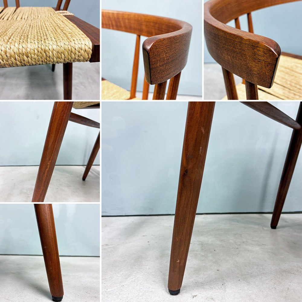 桜製作所 グラスシートチェア GRASS SEATED CHAIR アームチェア ウォールナット無垢材 い草 ジョージ・ナカシマ George Nakashima 焼印有り ◎