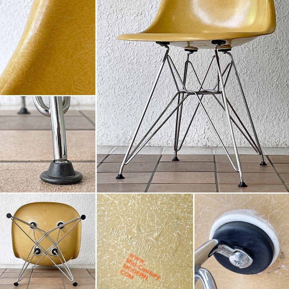 ハーマンミラー Herman Miller サイドシェルチェア セカンド 2nd FRP オークルライト エッフェルベース イームズ ビンテージ ◇