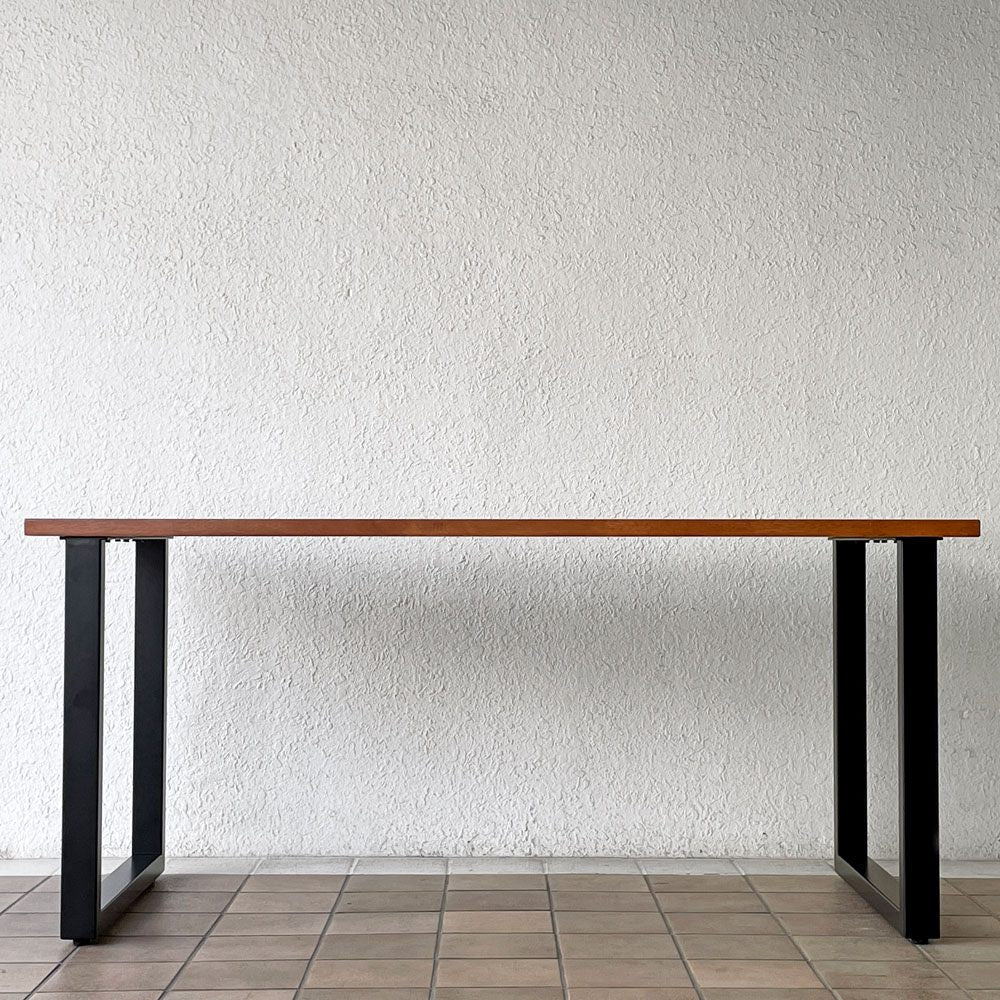かなでもの KANADEMONO ザ・テーブル THE TABLE デスク ラバーウッド材 チークブラウン スチール脚 スクエア W160cm ◇