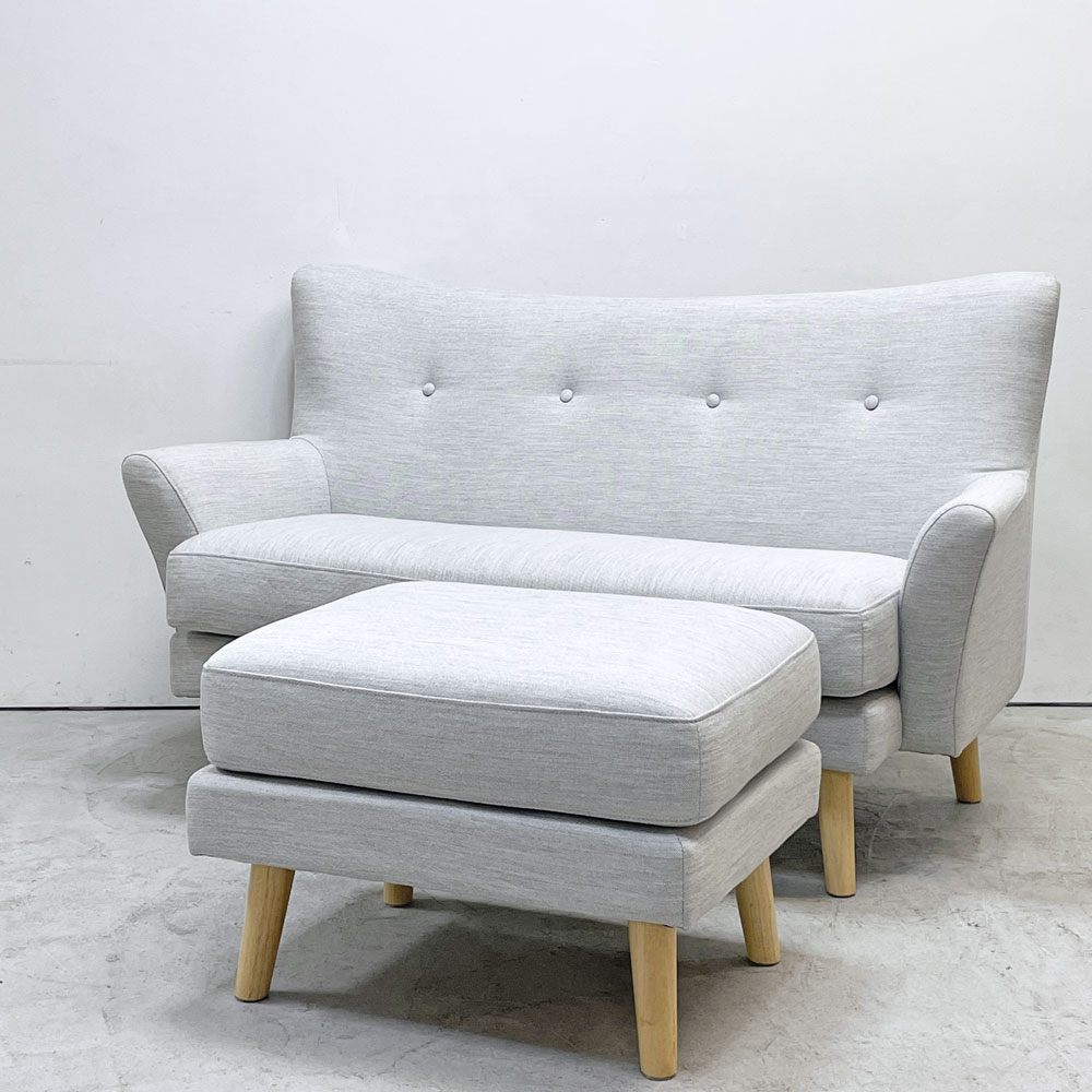 フランフラン Francfranc フルレット 2シーター カウチソファ ローソファ L字ソファ 3way ファブリック ベージュ オットマン付き W130.5cm ●