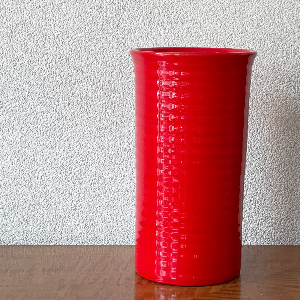 バウアーポタリー Bauer Pottery リングウェア ベース Ringware Vase 7inch レッド 花瓶 アメリカ 参考価格9900円 ◇
