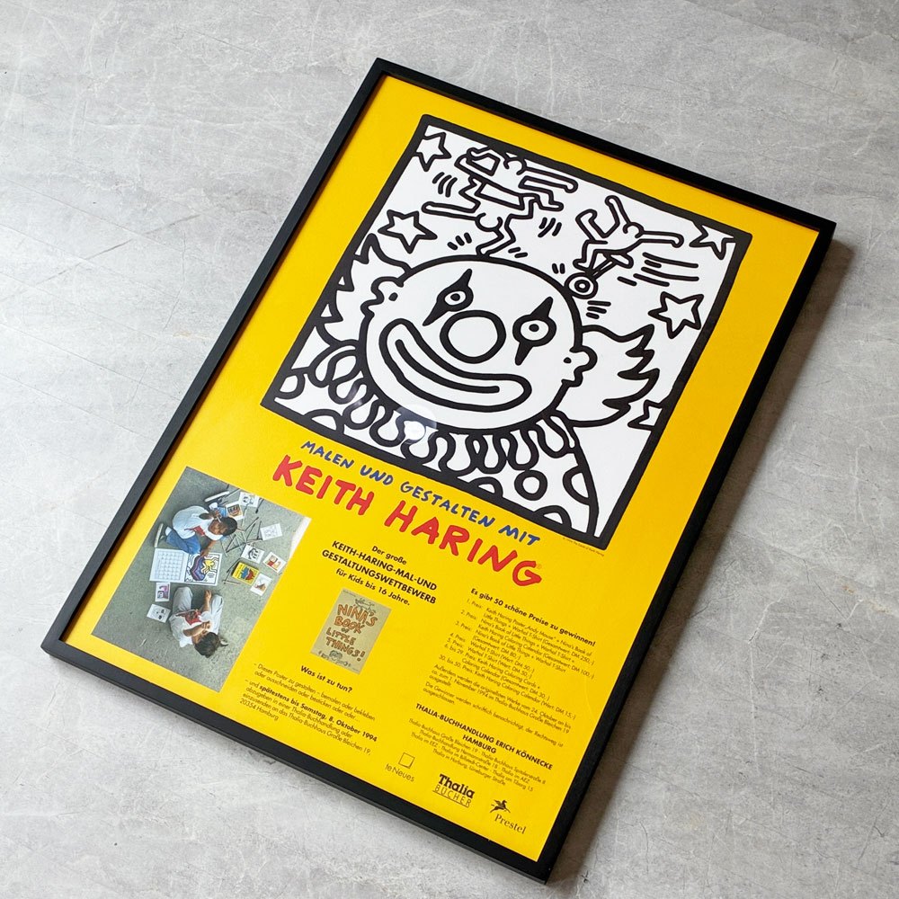 キース・ヘリング Keith Haring イベントポスター 1994年 Thalia Buchhandlung Hamburg  ドイツ 書店 ストリートアート アートフレーム 額装品 ★