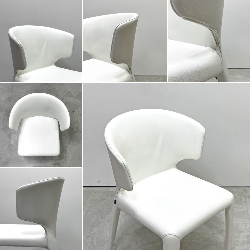 カッシーナ Cassina オラ 367 HOLA アームチェア 本革 フルレザー ホワイト ハンス・ウェッツスタイン 定価￥374,000- B ●