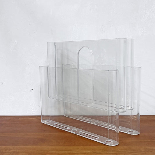 カルテル Kartell ポルタリビステ Portariviste マガジンラック 2段 4ポケット ジオット・ストッピィノ Giotto Stoppino クリア イタリア 廃番 ●