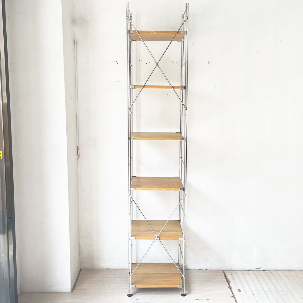 無印良品 MUJI ステンレスユニットシェルフ オーク材 SUS 6段 帆立高212.5cm 特大 隙間収納 合計定価 52990円程 ★