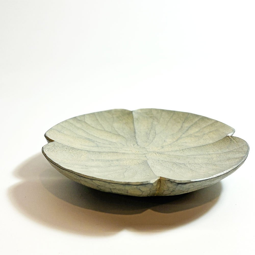 湯浅ロベルト淳 よつば豆皿 小皿 白 Φ9㎝ 木工作家 現代作家 ★