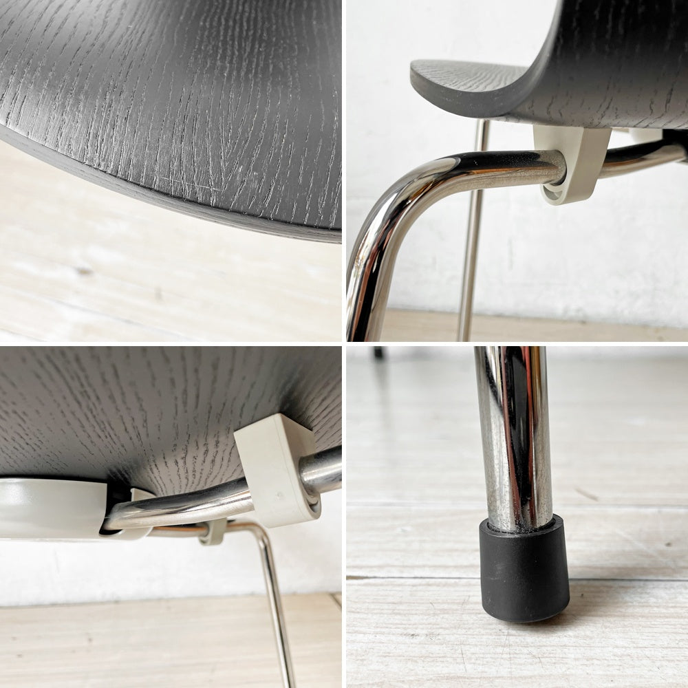 フリッツハンセン Fritz Hansen アントチェア アリンコチェア 4本脚 カラードアッシュ ブラック アルネ・ヤコブセン デンマーク 北欧家具 ★