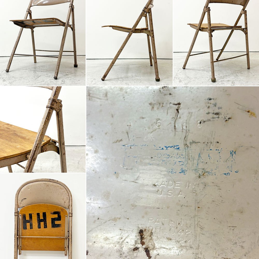 アメリカンシーティングカンパニー AMERICAN SEATING COMPANY フォールディングチェア プライウッド × スチール USビンテージ D ●