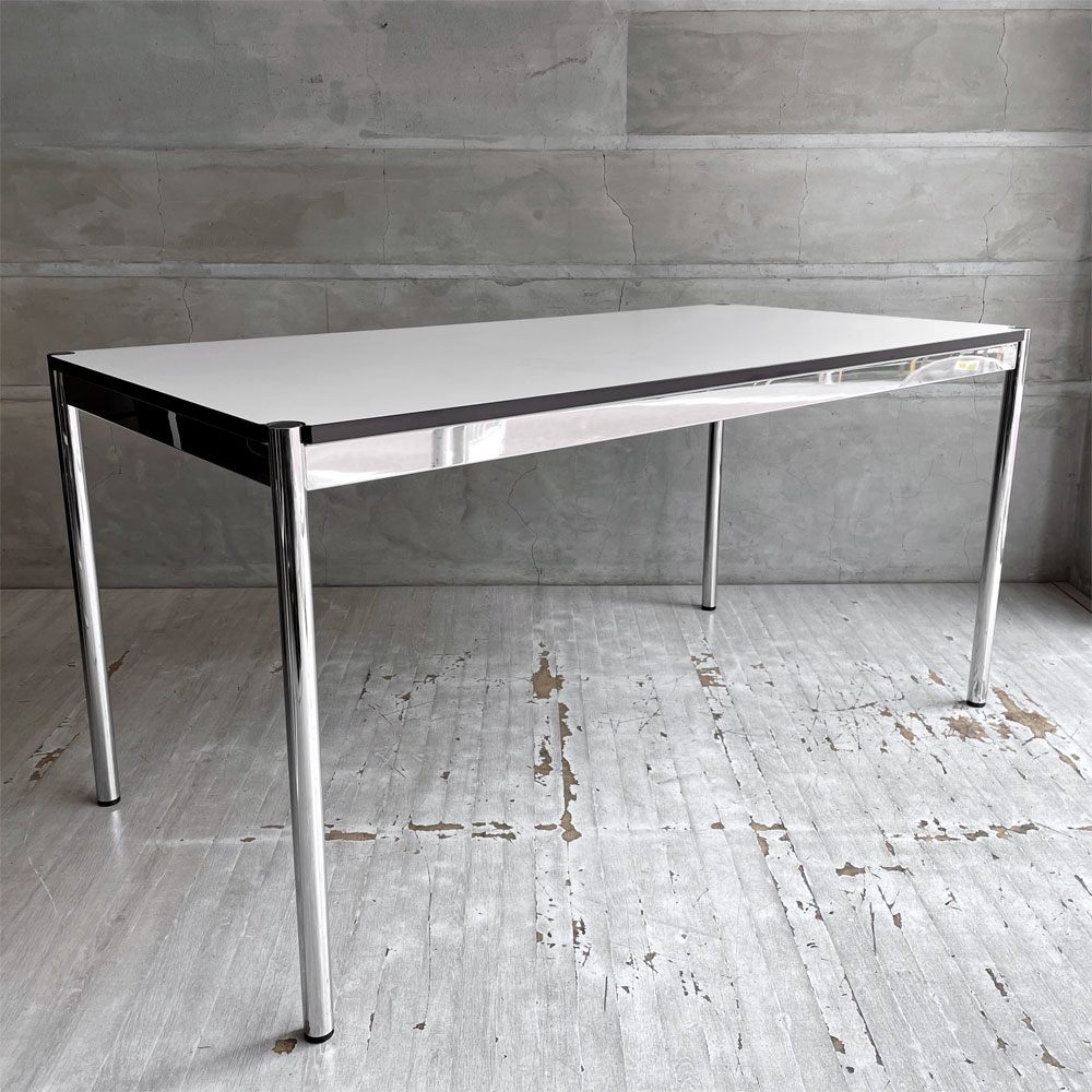USMハラー USM Haller モジュラーファニチャー ハラーテーブル ワークデスク ダイニングテーブル パールグレーラミネート(ホワイト) アジャスター付 高さ調節機能付き ♪