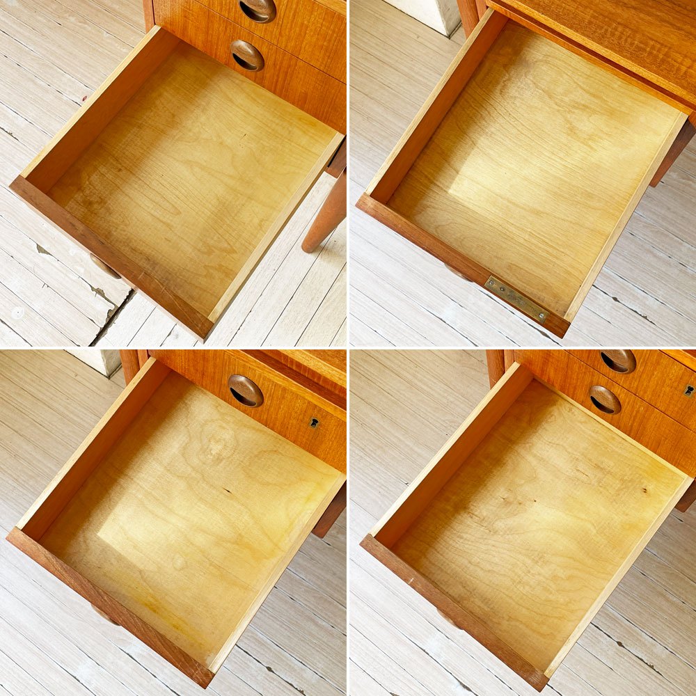 デンマークビンテージ Danish Vintage チーク材 6ドロワー 両袖デスク 6dr Teak Double sleeve desk 背面収納 北欧家具 ★