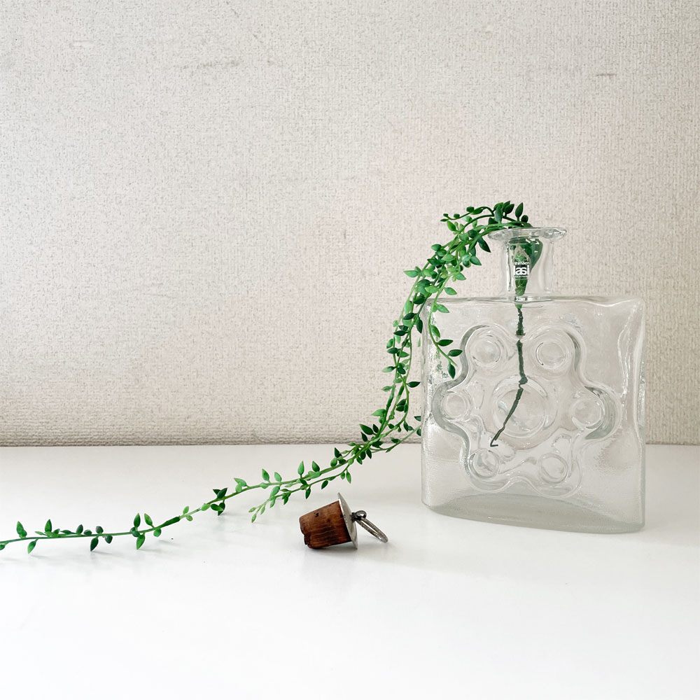 リーヒマエンラシ Riihimaen Lasi パウックラウタ Paukkurauta ガラスボトル クリア H18cm コルク栓付 エルッキタピオ・シーライネン フィンランド 北欧ビンテージ ◎