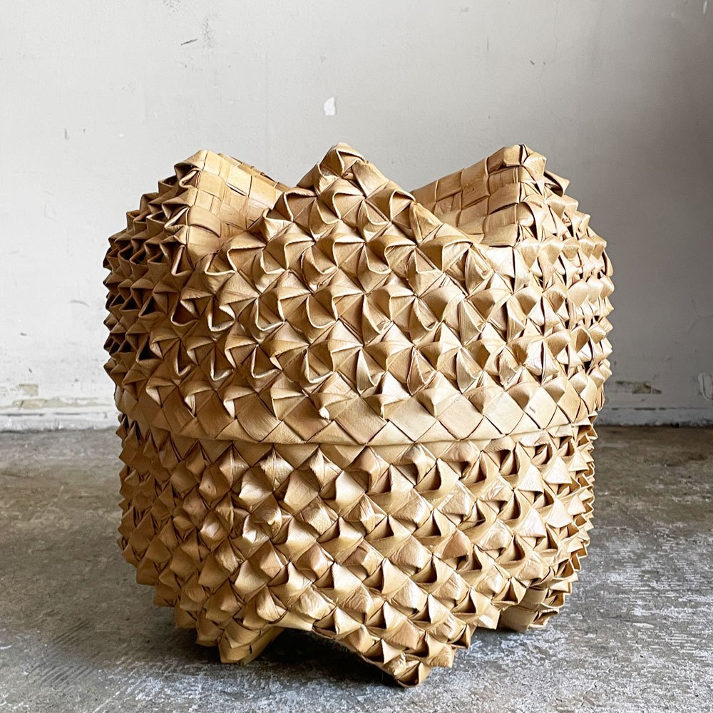 ラウハラ バスケット 収納ケース ハワイアンビンテージ 手編み 伝統工芸 ■