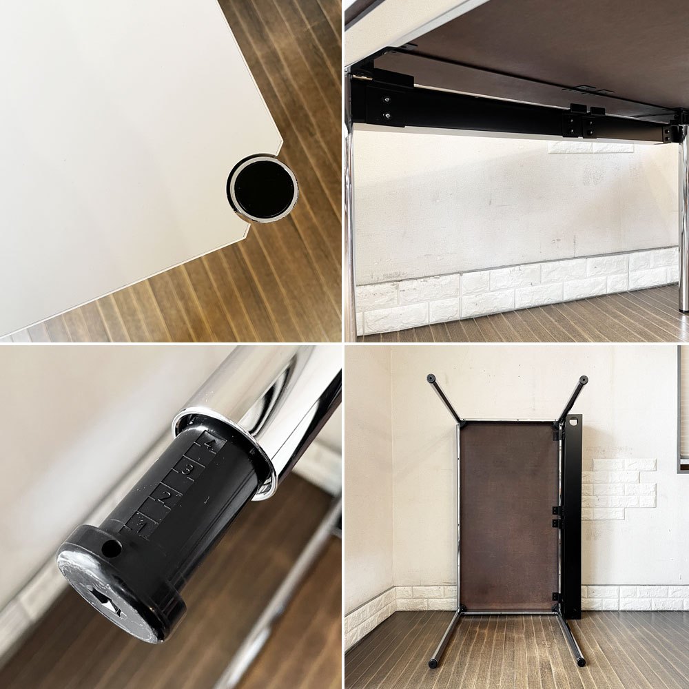 ユーエスエムハラー USM Haller モジュラーファニチャー ハラーテーブル デスク W120×D65cm ホワイト系カラー ケーブルダクト＆高さ調節機能付 希少サイズ ◎