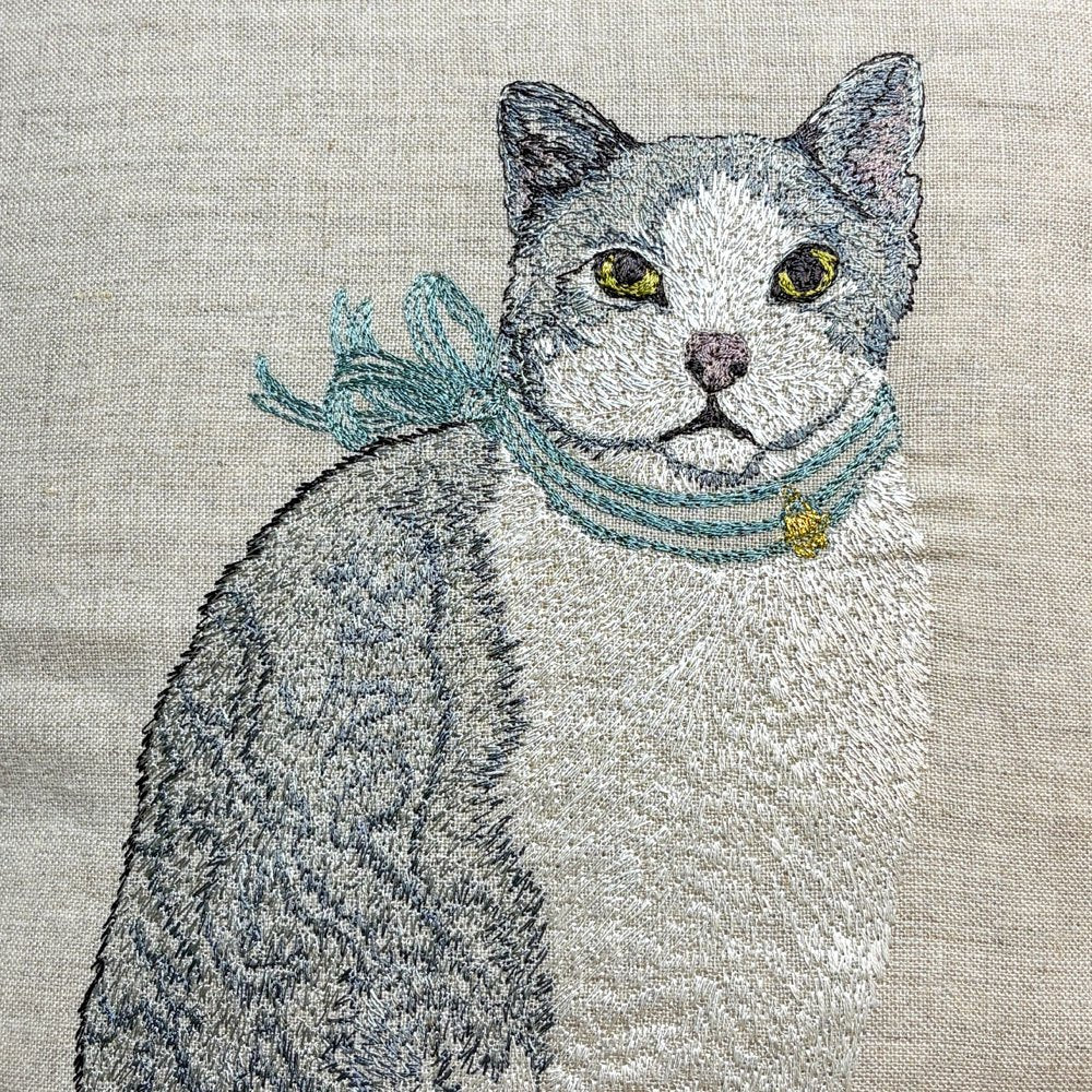 コーラルアンドタスク Coral & Tusk ファンシーキャット Fancy Cat 30×40cm クッション  リネン カバーリング 刺繍 ●