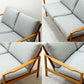 クロロス CHLOROS ケージバック Cage Back 2シーター ソファ チーク材 W131cm グレー系 ファブリック 北欧スタイル 定価￥112,200- ●