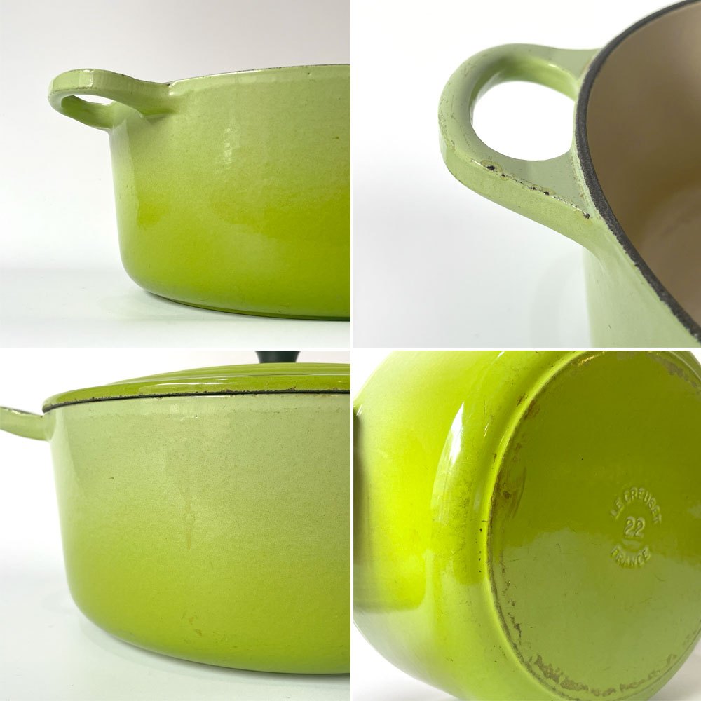 ルクルーゼ LE CREUSET ココットロンド 両手鍋 フルーツグリーン 22cm 鋳物 フランス ★