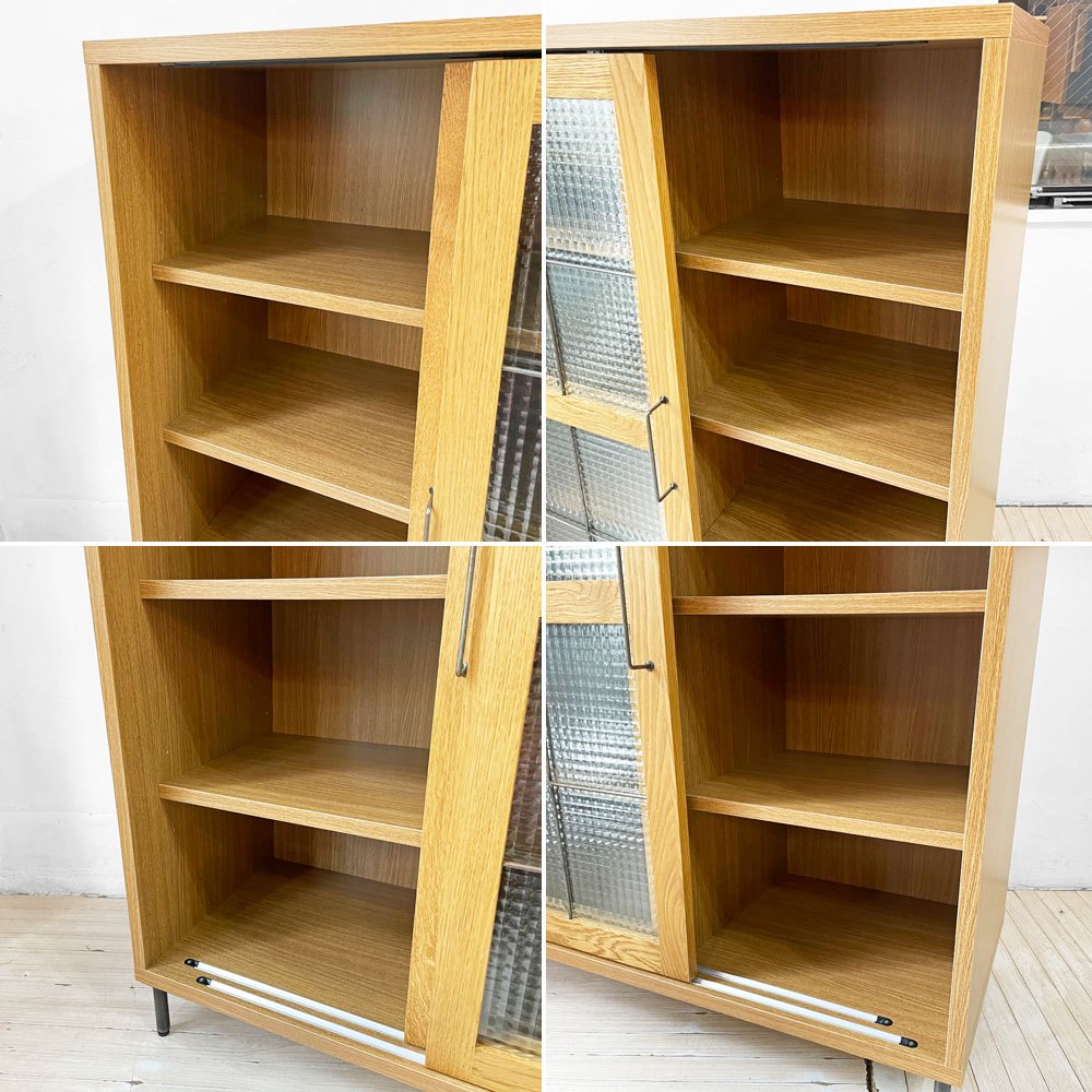 アデペシュ a.depeche カデル cadeal スライドガラス キャビネット ロー slide glass cabinet low オーク材 オイル仕上げ 定価¥79,200- ★