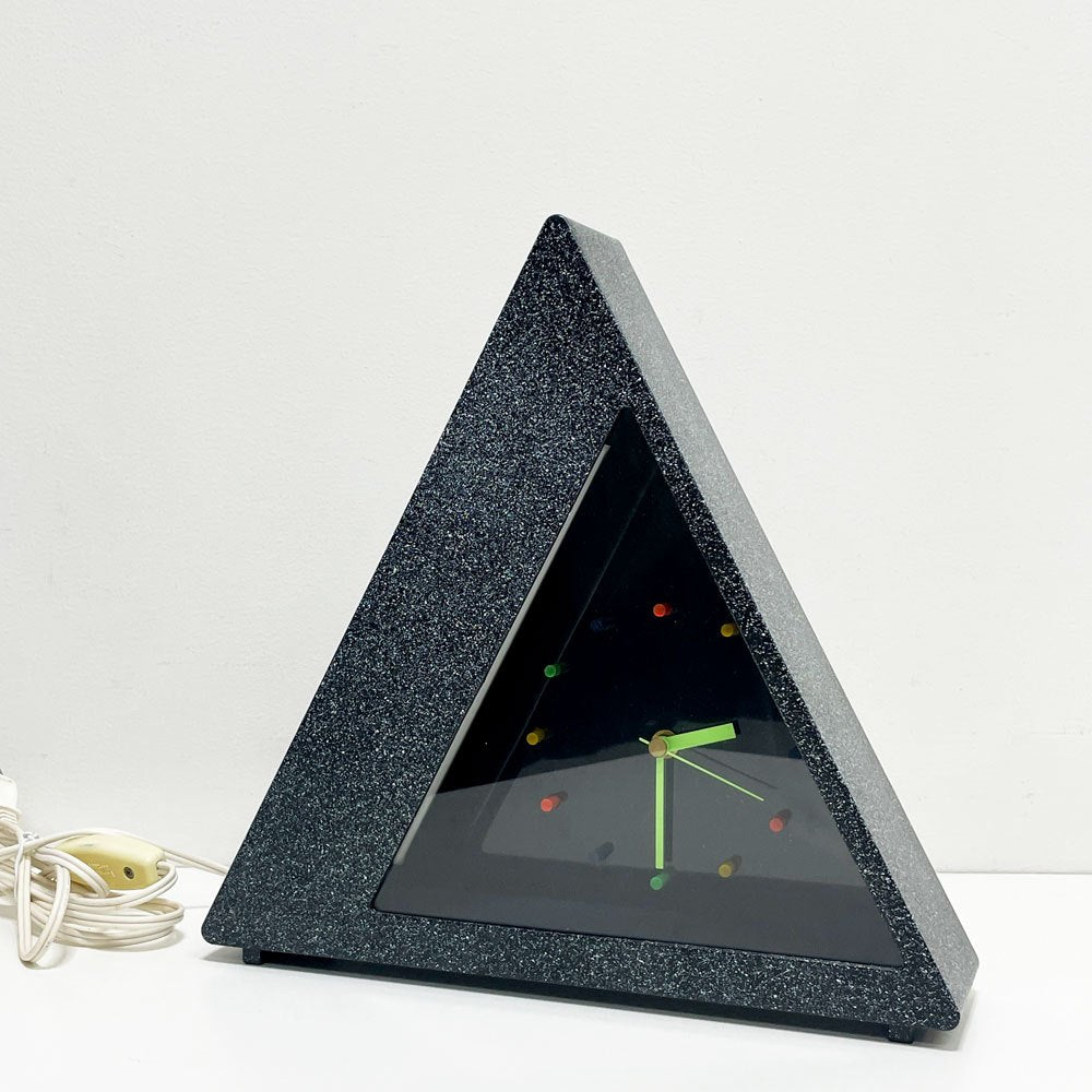 ニューネオンクロック New Neon Clock トライアングル ブラックライト クロック 80's ビンテージ ポストモダン 置時計 美品 ●