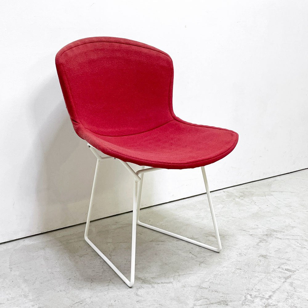 ノル Knoll 420 サイドチェア ワイヤーチェア ダイニングチェア ホワイト × レッド ファブリック フルカバー仕様 ビンテージ B ●