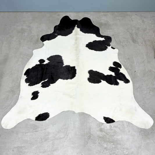 大判 カウラグ 牛革 カーペット ラグマット 毛皮 ハラコ 敷物 ブラック×ホワイト ◎