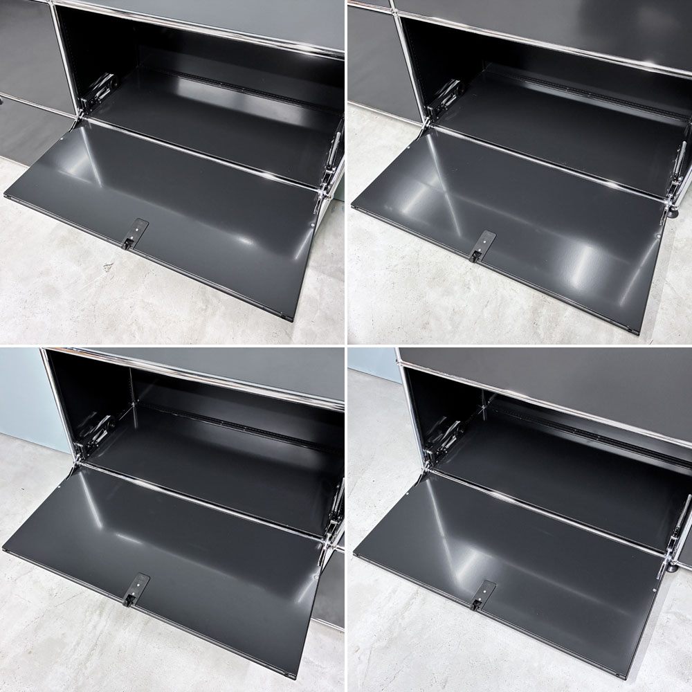 ユーエスエムハラー USMハラー USM Haller モジュラーファニチャー キャビネット シェルフ 2列2段 ドロップダウンドア×4 アントラサイト W152㎝ 参考定価￥351,007- ◎