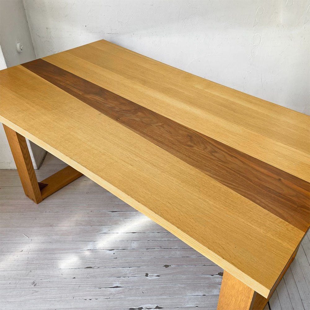日進木工 NISSIN カーヴ ホワイトウッドシリーズ CARVE WHITE WOOD WOT609 ダイニングテーブル オーク無垢材 x ブラックウォールナット無垢材 W150cm ★