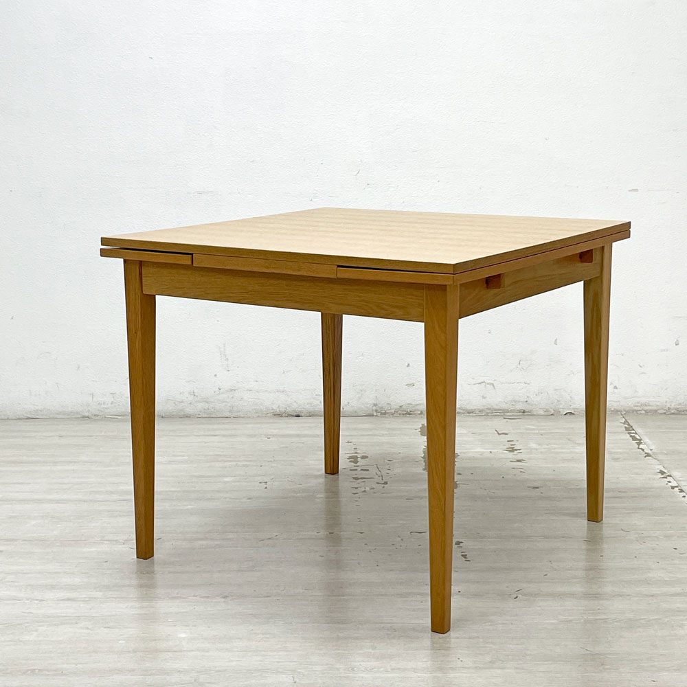 無印良品 MUJI エクステンション ダイニングテーブル 伸長式 オーク材 W85cm ナチュラル 廃番 ●