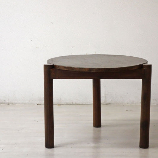 ピエールジャンヌレ Pierre Jeanneret ラウンドコーヒーテーブル Round coffee Table チーク無垢材 チャンディーガル ビンテージ 希少 ●