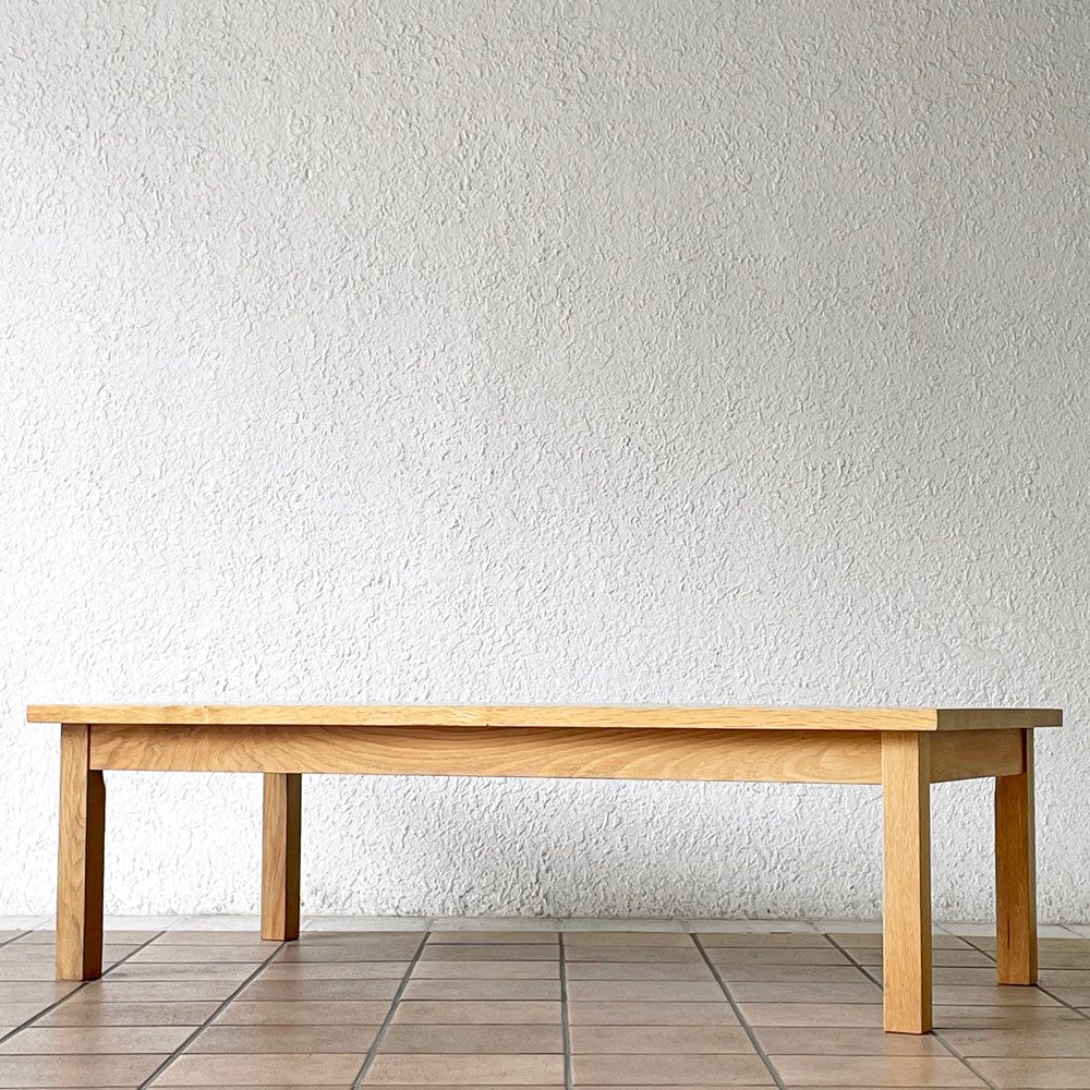 無印良品 MUJI オーク無垢材 センターテーブル ローテーブル 引き出し2杯付 ナチュラル W120cm 廃番 ◇