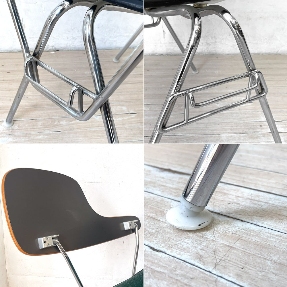 ハーマンミラー Herman Miller サイドシェルチェア セカンド 2nd ビンテージ アプホルスター スクールベース スタッキングベース 肘掛けテーブル付 イームズ ミッドセンチュリー H ★