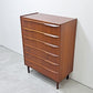 北欧ビンテージ Scandinabian Vintage チェスト 6ドロワーズ チーク材 H108cm デンマーク 北欧家具 鍵欠品 ●