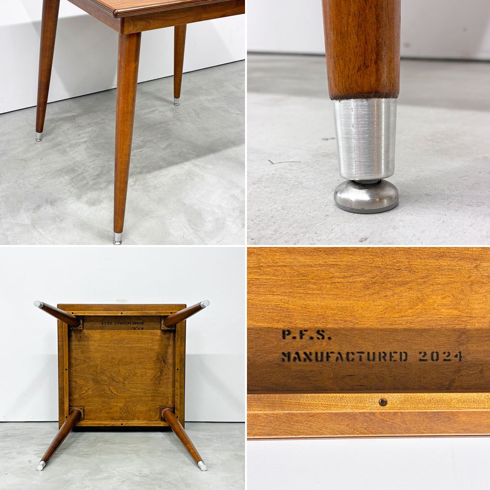 パシフィックファニチャーサービス PACIFIC FURNITURE SERVICE P.F.S スクエアテーブル SQUARE TABLE Lサイズ ダークブラウン バーチ材 樺 W80cm 美品 定価￥88,000- ◎