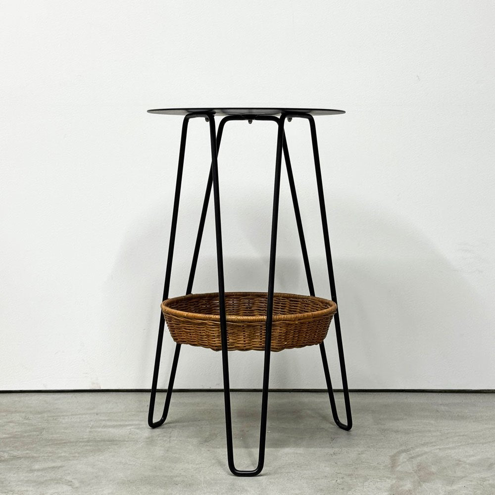 イデー IDEE ワラビー WALLABY サイドテーブル SIDE TABLE ラタン スチール ブラック ナチュラルモダン H60㎝ 定価￥39,900- ◎