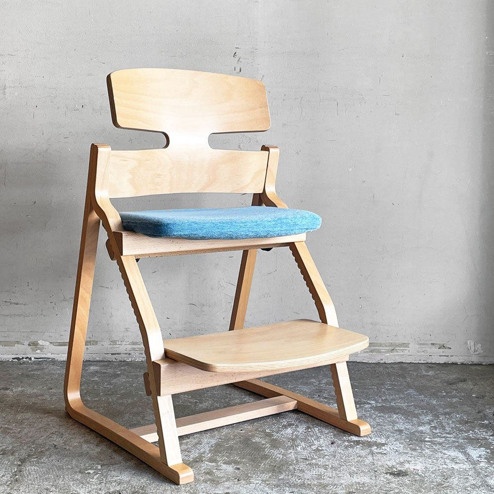 豊橋木工 アップライト UPRIGHT キッズチェア デスクチェア ナチュラル × ライトブルー ベビーチェア キッズチェア ■