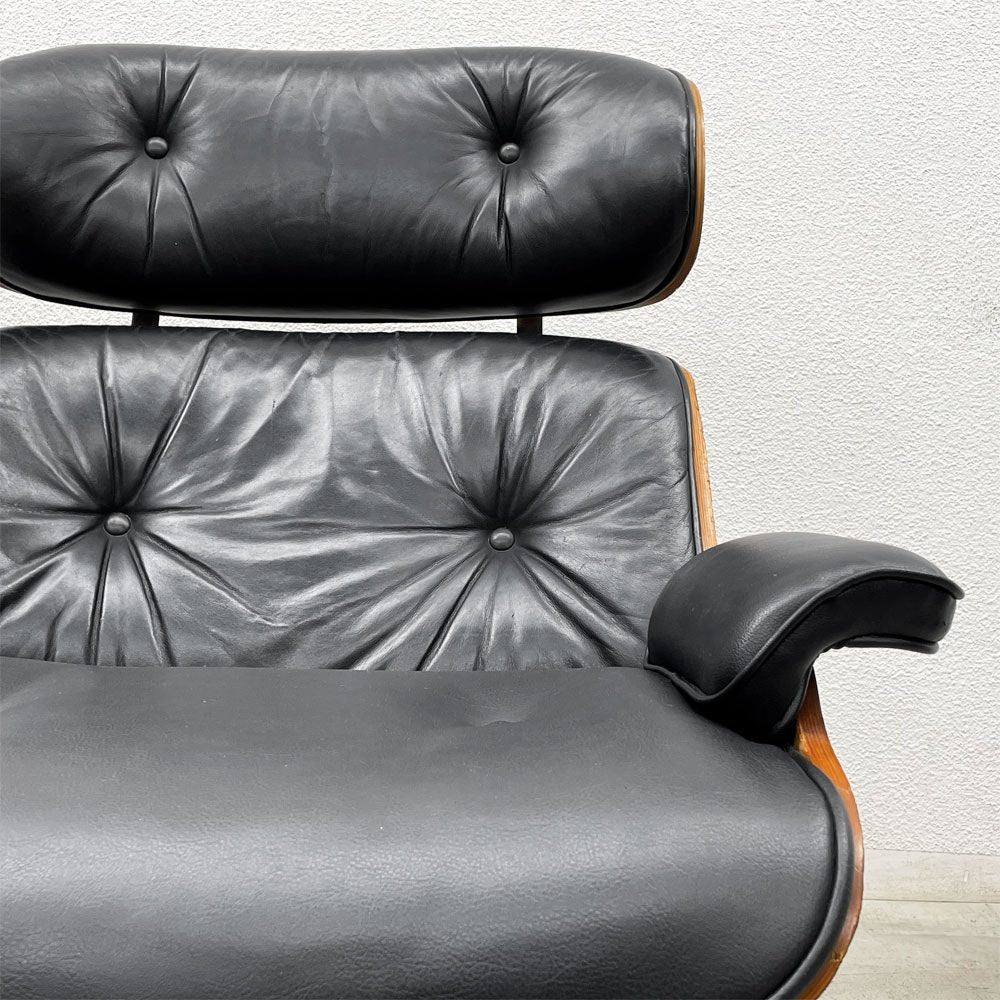 イームズ ラウンジチェア & オットマン付き チャールズ＆レイ・イームズ C&R Eames リプロダクト 現状品 〓