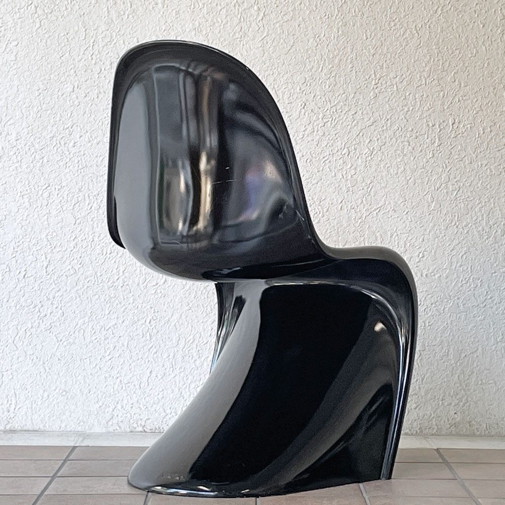 パントンチェア ビンテージ ダイニングチェア ヴェルナーパントン Verner Panton ブラック 1984年製 Horn スペースエイジ 希少 A ◇